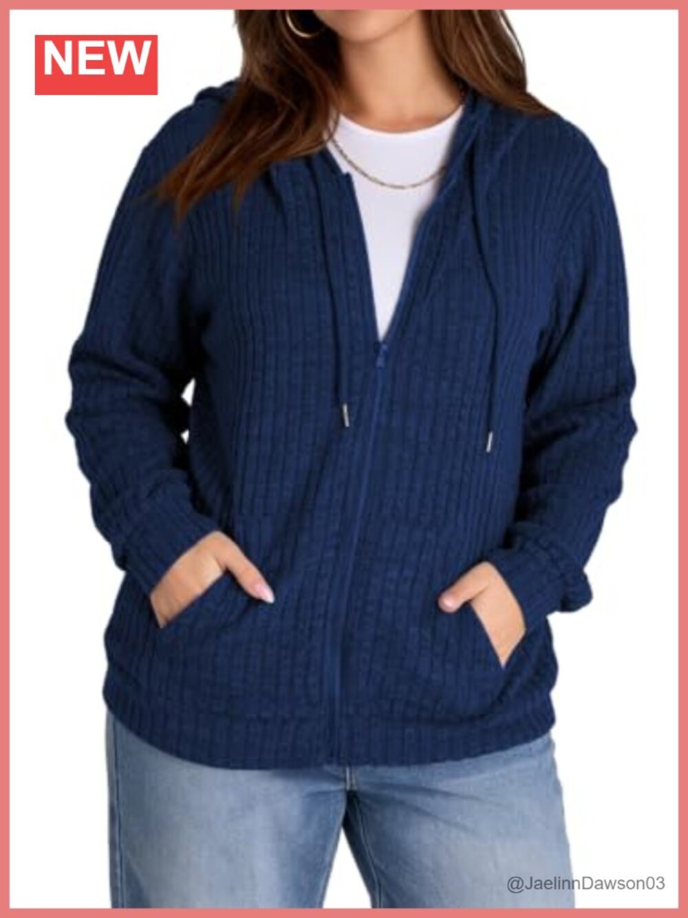 Plus Size Zip Up Hoodie Sweatshirt Long Sleeve Drawstring Pockets